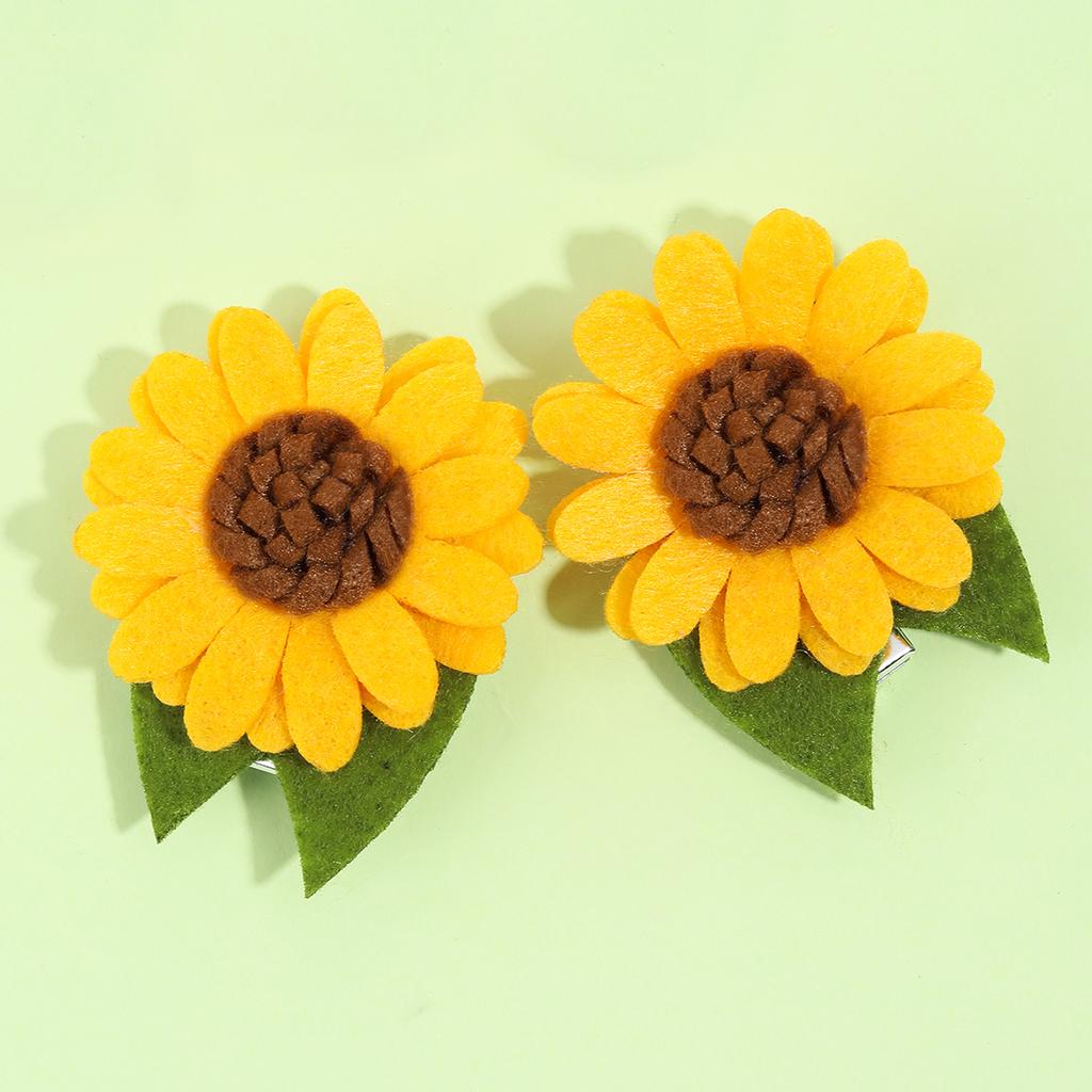 Sunflower Hair Clip for Girls Solid Polyester Hairpins Korean DIY Fashion Hairwear Handmade Hairgrips Children Hair Accessories