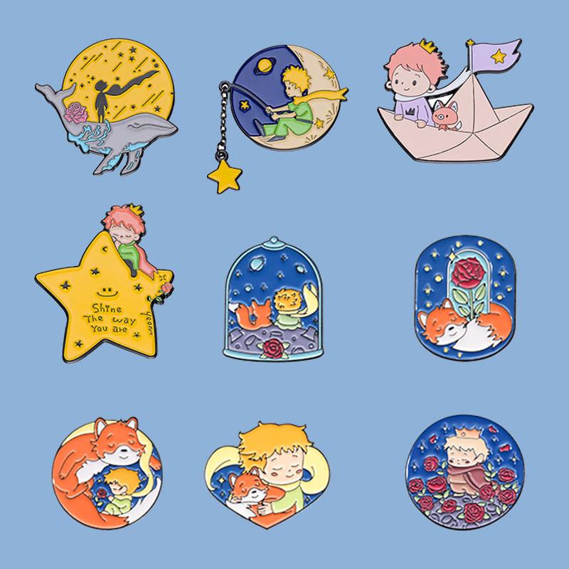 Charming Cartoon Metal Badge Set Featuring The Little Prince Creative Brooch Collection