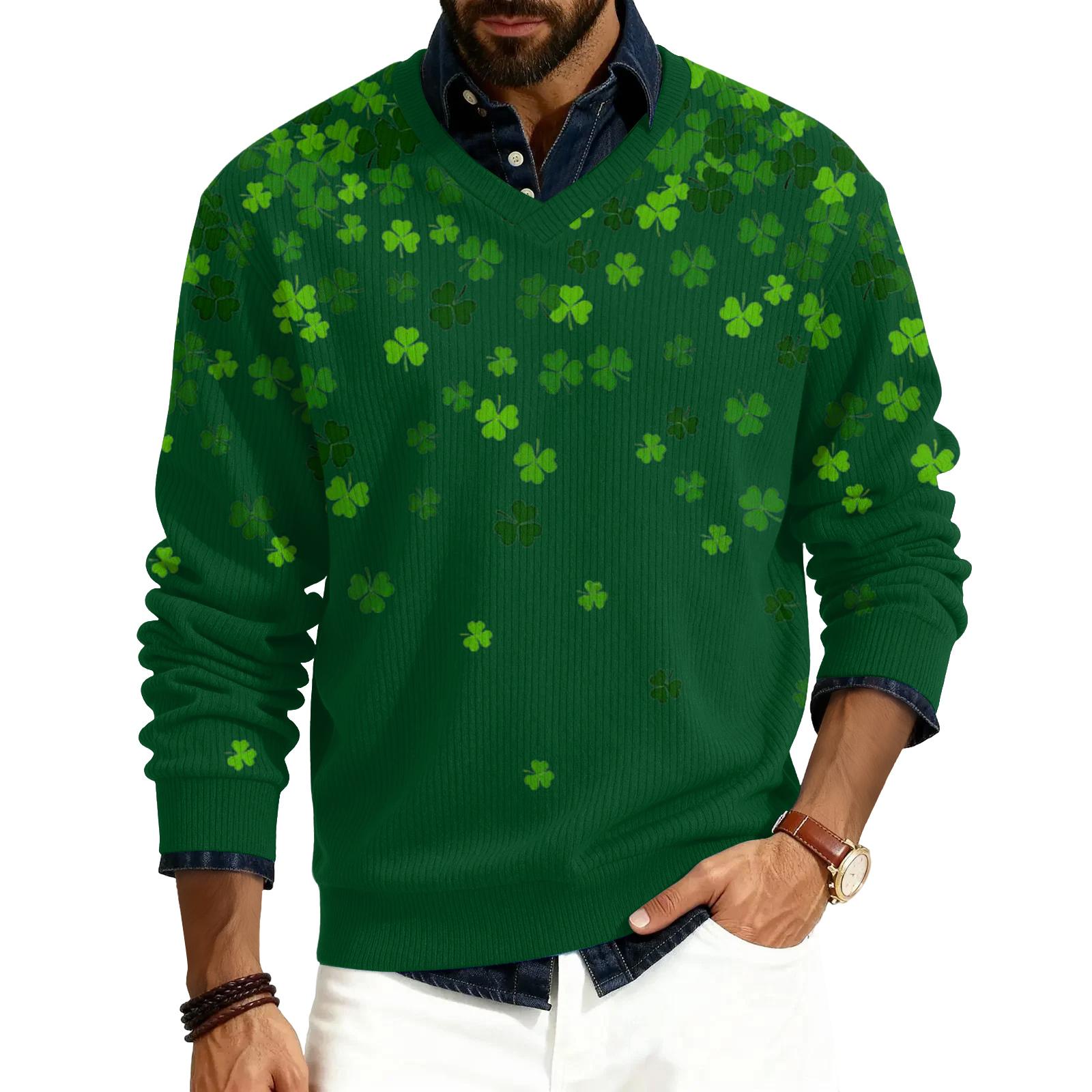 

Чоловічий пуловер з V-подібним вирізом, з довгими рукавами, в рубчик M