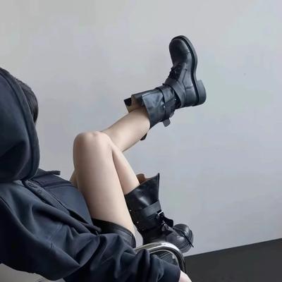 Retro British Martin Boots Women's 2025 Autumn New Thick Heel Belt Buckle Short Boots Locomotive Boots Versatile Single Boots Tide