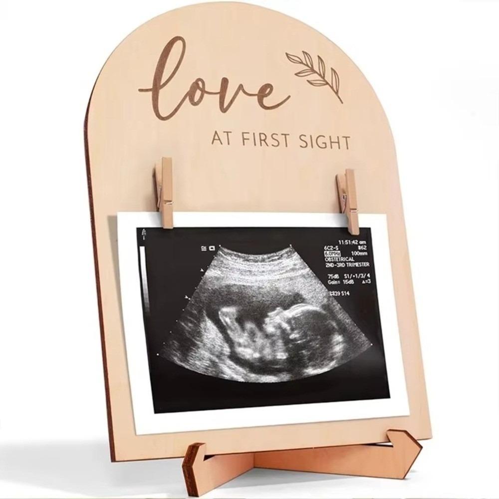 with Inks Clips Stand Sonogram Picture Frame Wooden Pregnancy Gift New Born Keepsake  For Couples