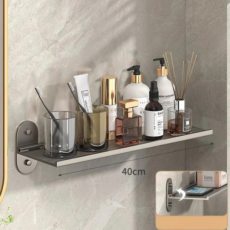 

Полка для ванной комнаты, алюминиевая стойка для хранения без перфорации, складная полка для стены, органайзеры для хранения косметики в ванной комнате, раковина