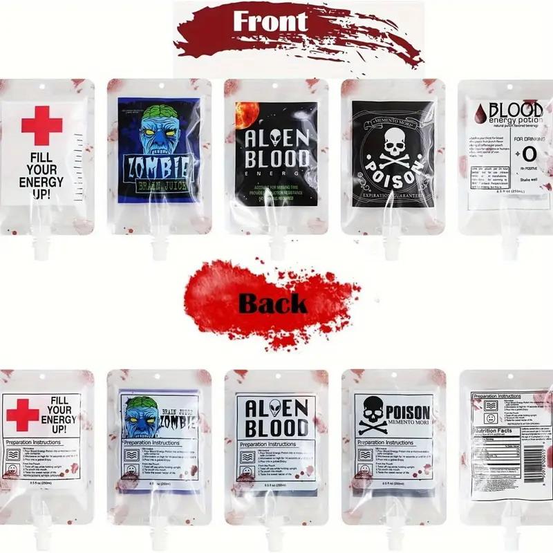 20Pcs 250Ml Halloween Cosplay Drink Container Bag Vampire Blood Pouch Props Zombie Beverage Drinks Bags Diy Party Supplies