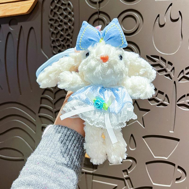 Creative Cartoon Plush Princess Dress Long-eared Rabbit  Female Cute Rabbit Girl Heart Bag Pendant