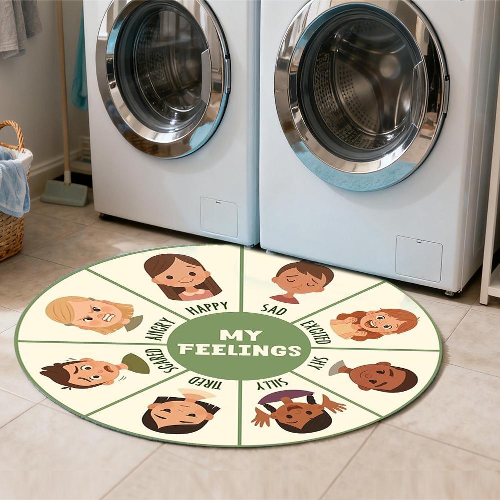 Cartoon Round Living Room Bedroom Children's Room Carpet Crystal Velvet Non-Slip And Dirt Resistant Home Decor