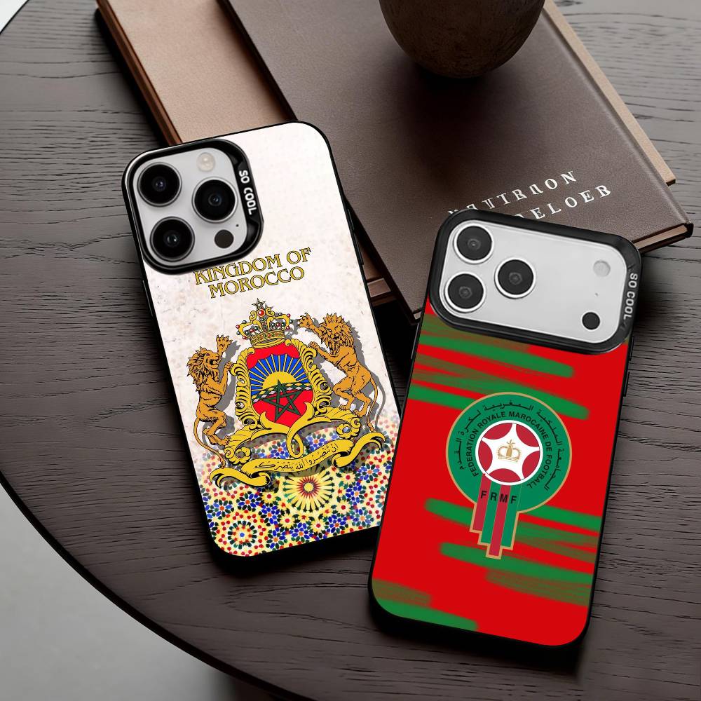 M-Morocco F-Flag Phone Case For iPhone17,16,15,14,13,12,11 Plus,Pro Max Candy Silver Plated Inside Cover