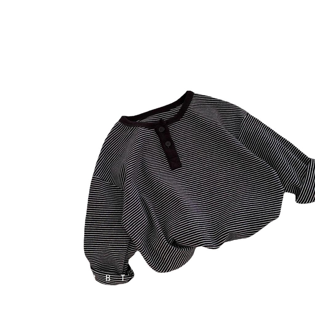 Kids' 2025 Korean-Style Striped Long-Sleeve T-shirt - Boys & Girls, Autumn Collection C0209