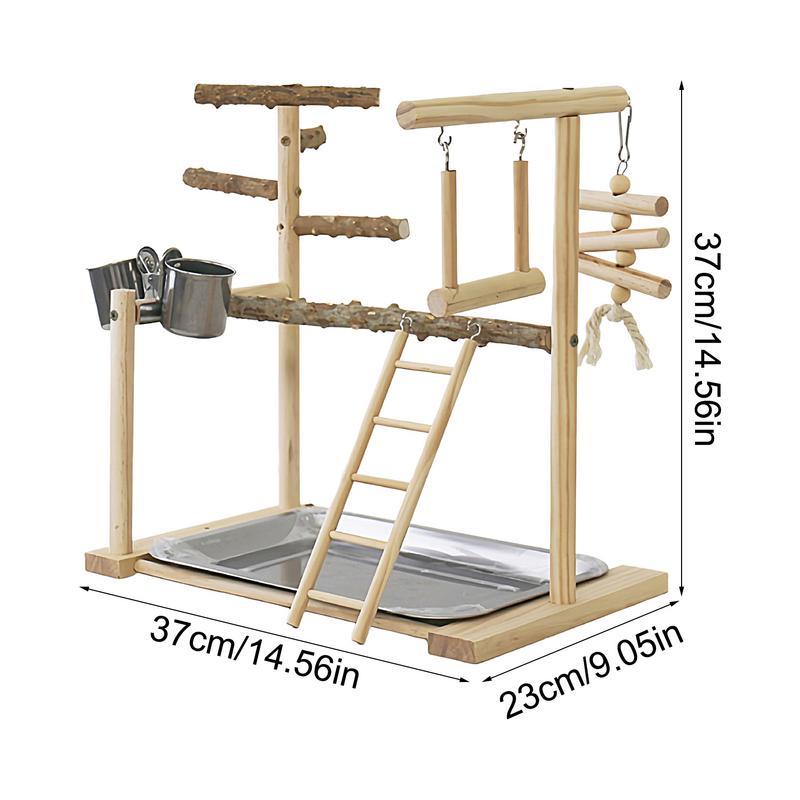 Parrot Play Gym Perch Gym With Tray And Cups Bird Perches Exercise Play Gym Bird Toys For Cockatiel Parakeet