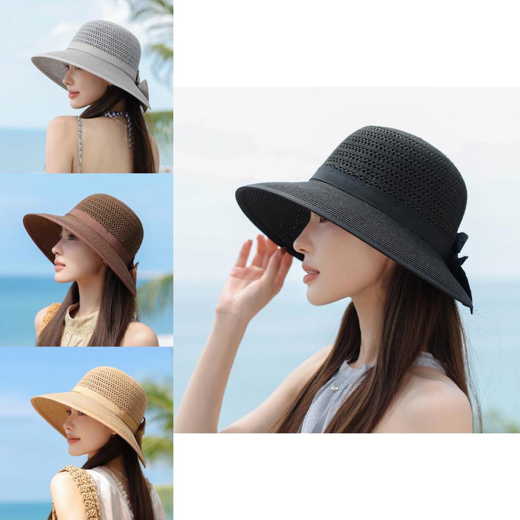 Summer Straw Hat For Women With Large Brim And Breathable Cutout Sun Protection For Beach And Outdoor Activities