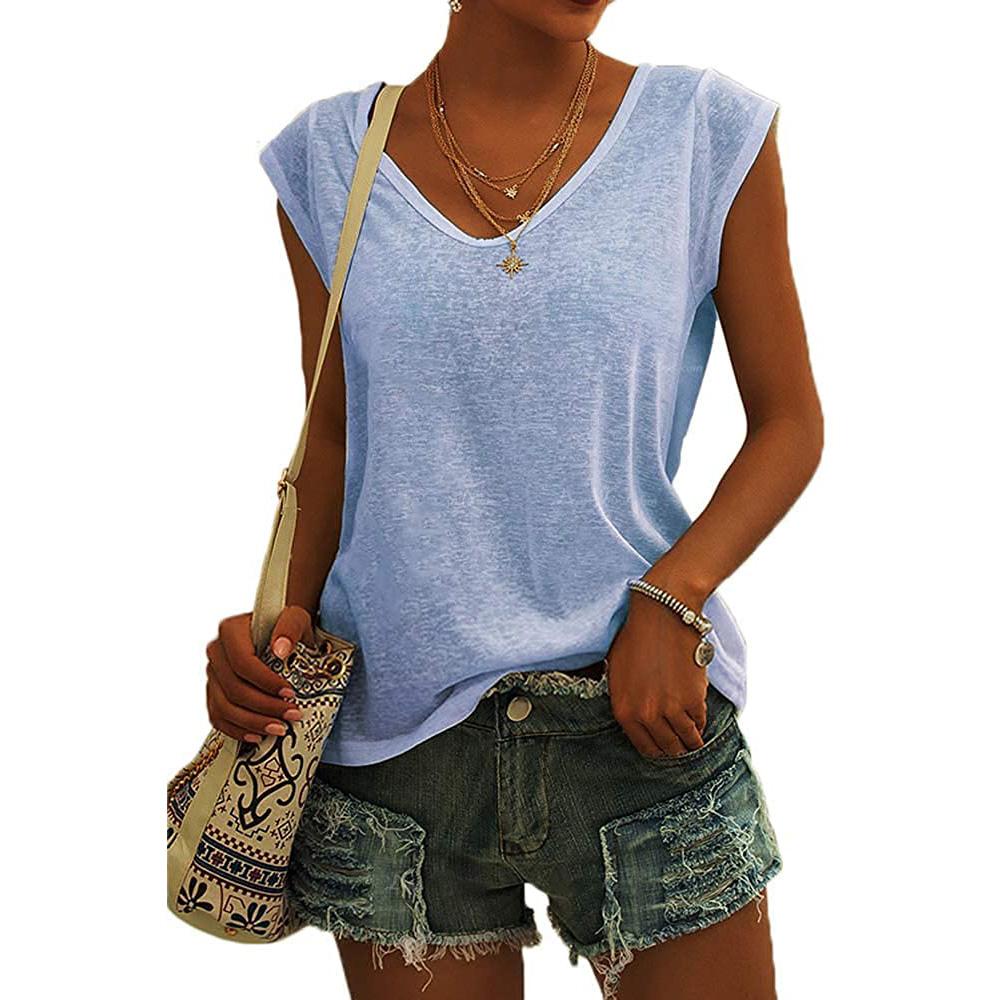 Women's Sleeveless T-Shirt Casual Loose Fit Tank Tops Basic Tank Tops Fashion Beach Ladies Summer Tops Cap Short Sleeve Tees