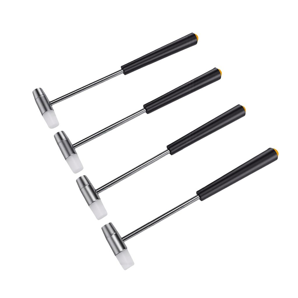 4PCS Soft and Hard Mallet Hammer Dual Head Small Hammer with Black Handle for Watch Repair Precise Crafting 4PCS