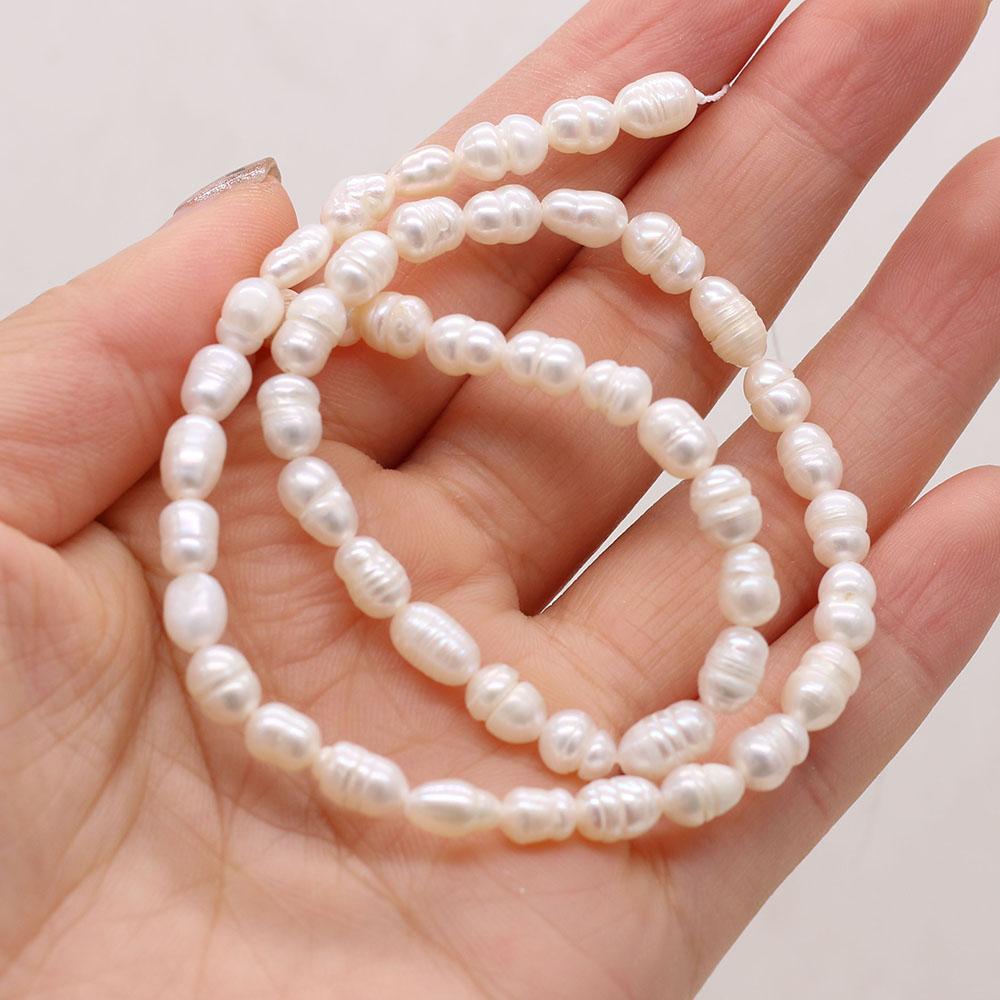 

36cm Strand 5-6mm Natural Freshwater Rice Pearls Spacer Beads DIY Earring Necklace Bracelet Parts 1String/5-6mm-36cm