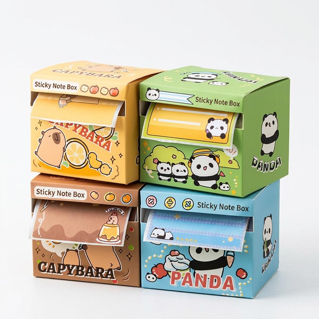 Cartoon Memo Pad Cute Cute Note Pad Reusable Sticky Notes Removable Sticky Notes Box For Marking Office Study Stationery Gifts