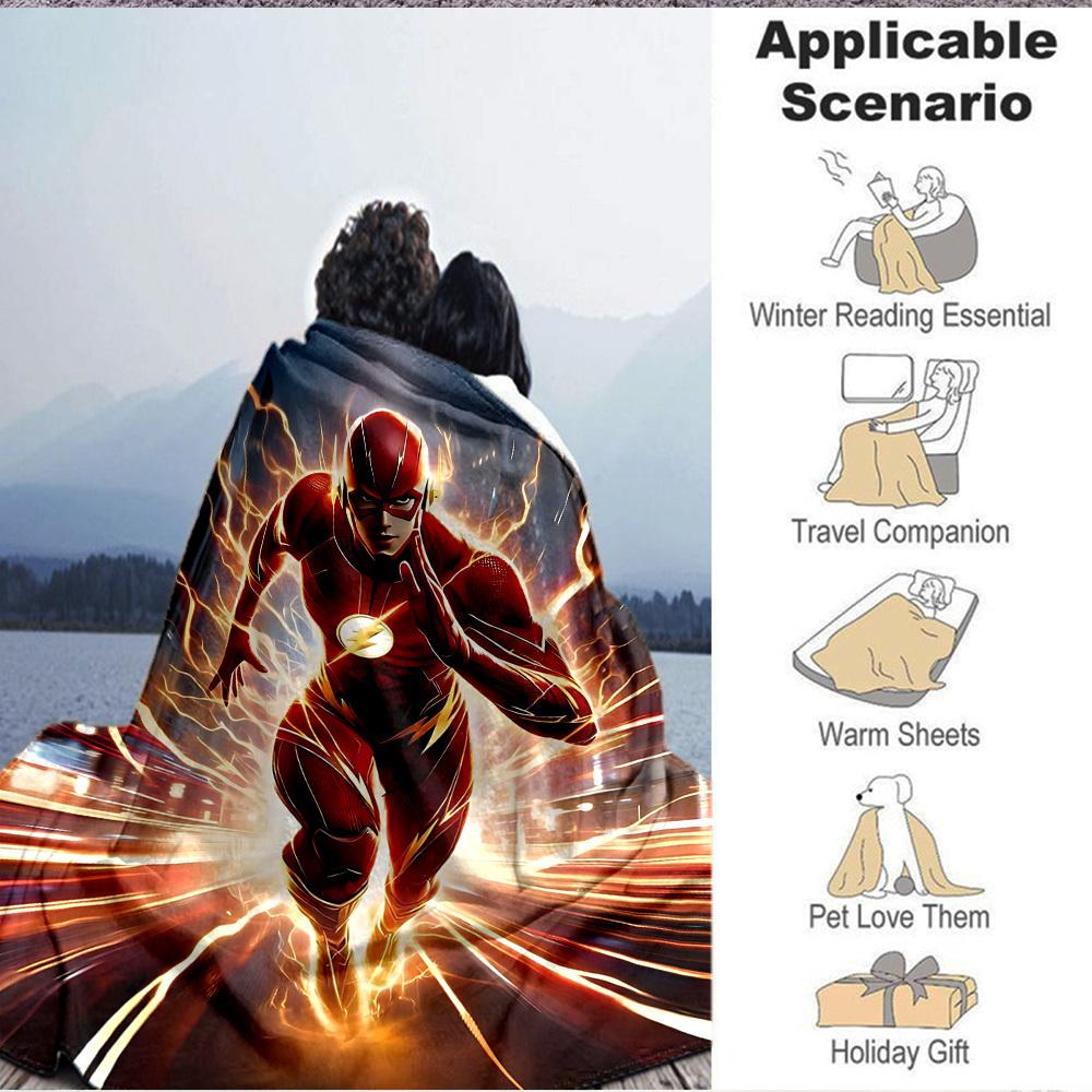 1pc Flash Speed Flannel Throw Blanket - HD Printed Lightweight Soft Warm All-Season Blanket for Sofa, Bed, Travel, Camping 150