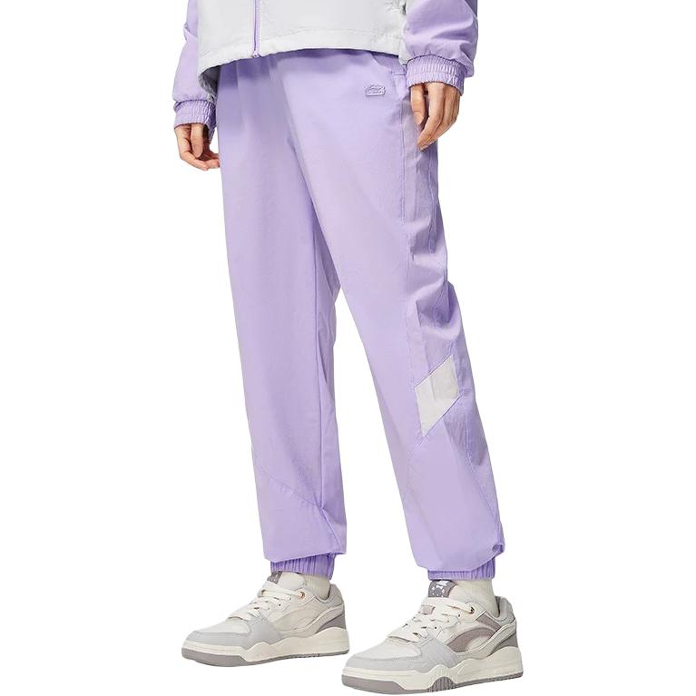Li Ning Sports Trend Series Solid Color Loose Fit Joggers Women Joggers Rose-Purple AYKT168-5