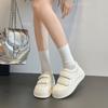 Leather Women's Shell Head Sports Board Shoes Spring and Autumn New Velcro Platform Muffin Biscuits Little White Shoes