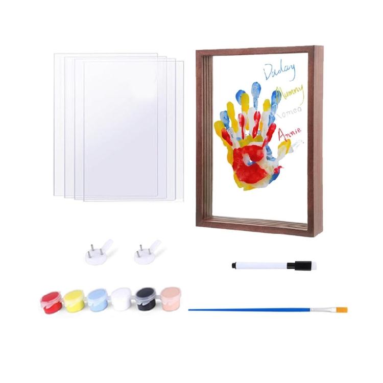 Holz Kunstrahmen Personalisierbar Baby Paar Handabdruck Fußabdruck Andenken Rahmen Set Für Valentinstag Und Familienaktivität