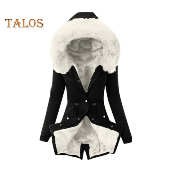 Zimní péřový kabát Polstrovaný s chlupatou kapucí a kapsami Zapínání na zip Parka Větruodolná Udržování tepla Denní svrchní bunda za chladného počasí