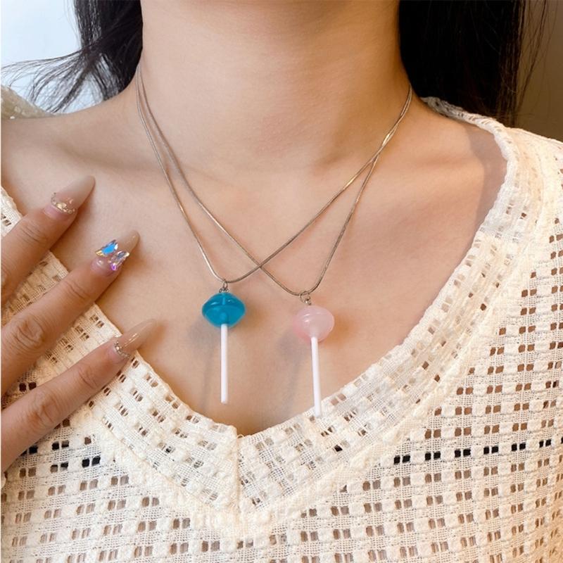 Pendant Necklaces Jewelry Lollipop Pendant Necklaces Chain Chokers Birthday Gift Necklaces Resin Material Gift for Girls