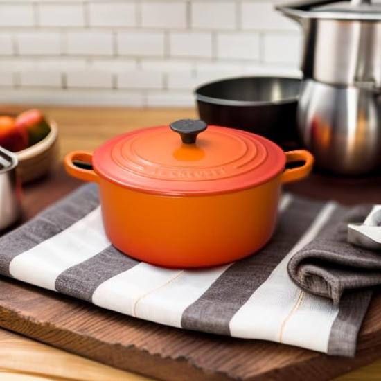 Le Creuset Cast Iron Enameled Pot Cocotte Ronde 22 cm Orange Gas IH Oven Compatible