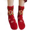 Festival Thickened Coral Velvets Floor Socks for Home Comfort Indoor Fuzzy Slipper Socks with Cartoon Christmas Pattern