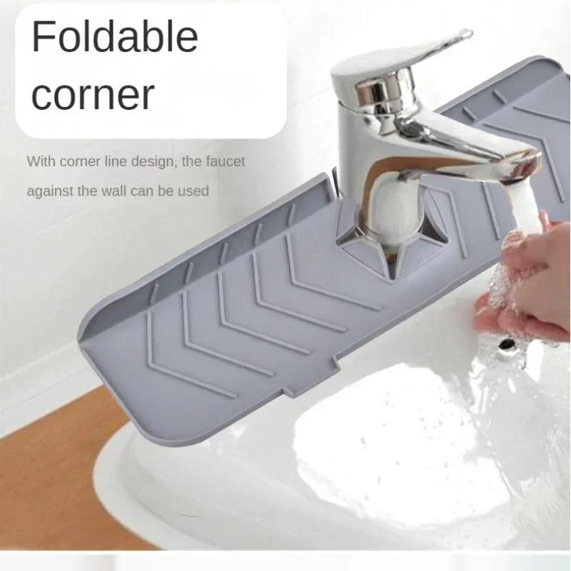 Square Silicone Faucet Mat Sink Splash Pad Countertop Protector Bathroom Mats Water Ripples Kitchen Faucet Water Catcher Mat