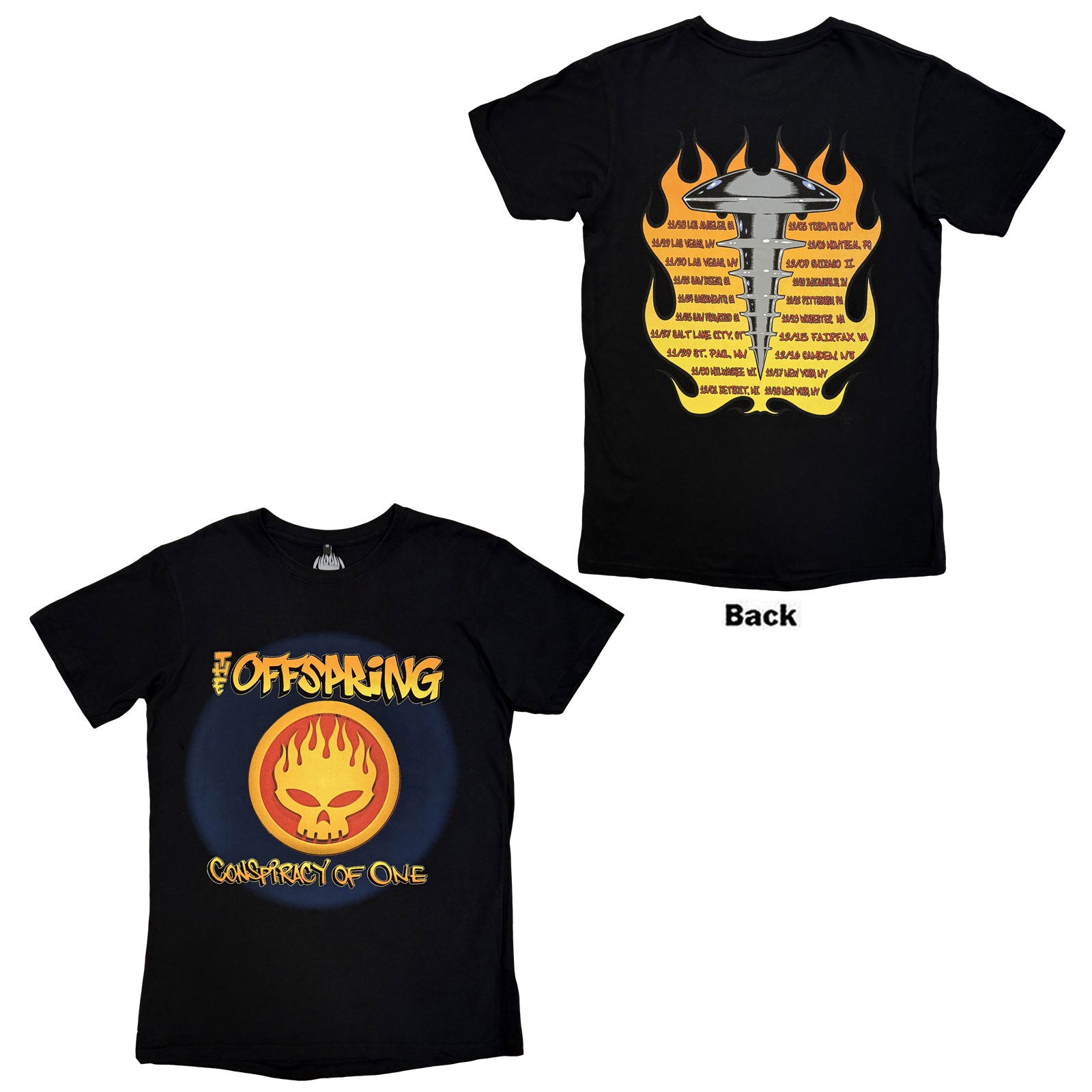 The Offspring Carbon TShirt Conspiracy Of One Tour 00 Black Back Print OF XL