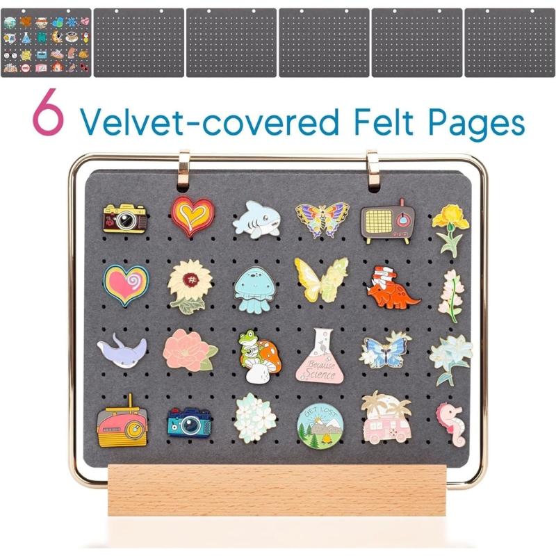 Pin Collection Storage Calendar Badge Earring Display Organiser 6 Pages Large Capacity Brooch Holder for Household Use