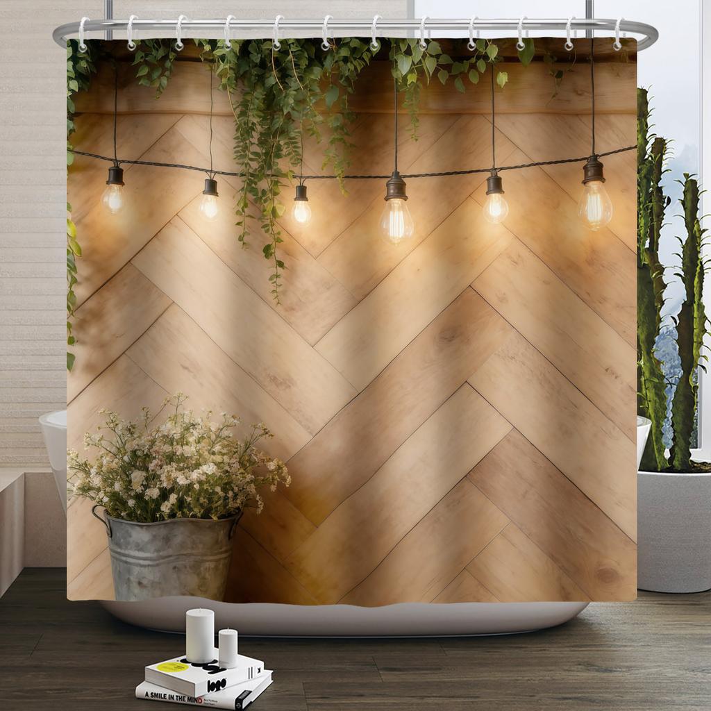 Western Cowboy Theme Bathroom Shower Curtain Barn Wooden Door Decor Waterproof Bathroom Curtain With Hooks Polyester Curtains