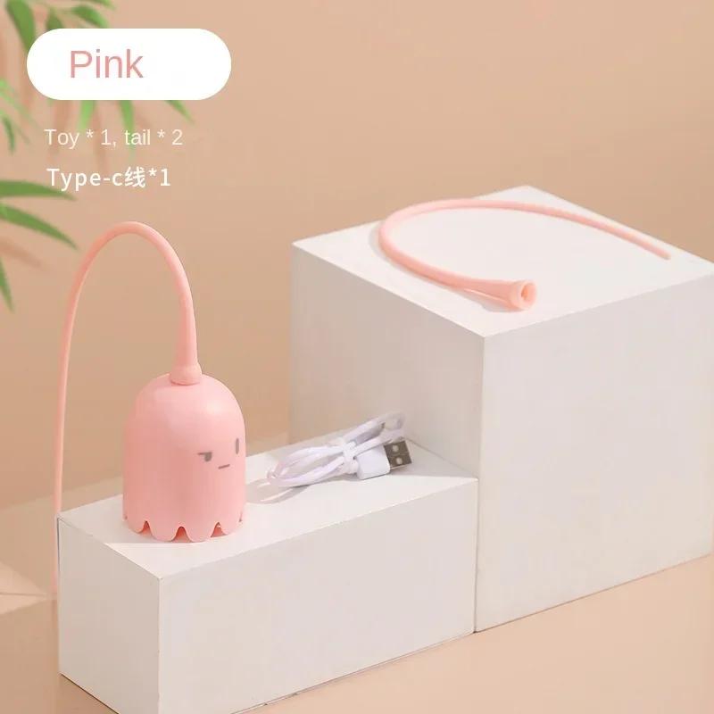 

Інтерактивна електрична іграшка для котів USB Розумний м ячик, що котиться Інтерактивні іграшки Весела паличка Силіконова обертова миша Хвіст Кітеня Дражнилка рожевий