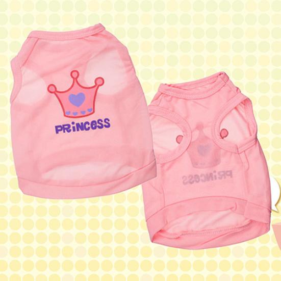 T-shirt Gilet Estivo con Lettera e Corona da Principessa per Cane Gatto Cucciolo Costumi