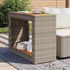 VidaXL Garden Side Table Wood Top, Coffee Table, Outdoor Patio Backyard Terrace Furniture, Grey Resin 366307