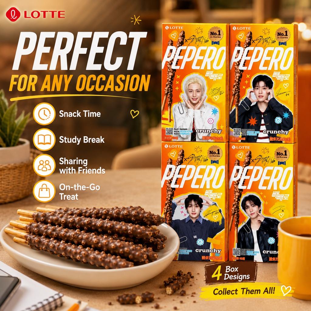 Lotte Pepero Knusprige Schokoladenkeksstäbchen 39g Boygroup Version Zufällige Lieferung