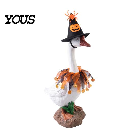 Halloween Goose Outfit 1 Set Outfit, Lawn Festive Clothes with Pumpkin Spider Pointed Costume for Yard Display Hat, Porch 23 Inch Statue Outdoor