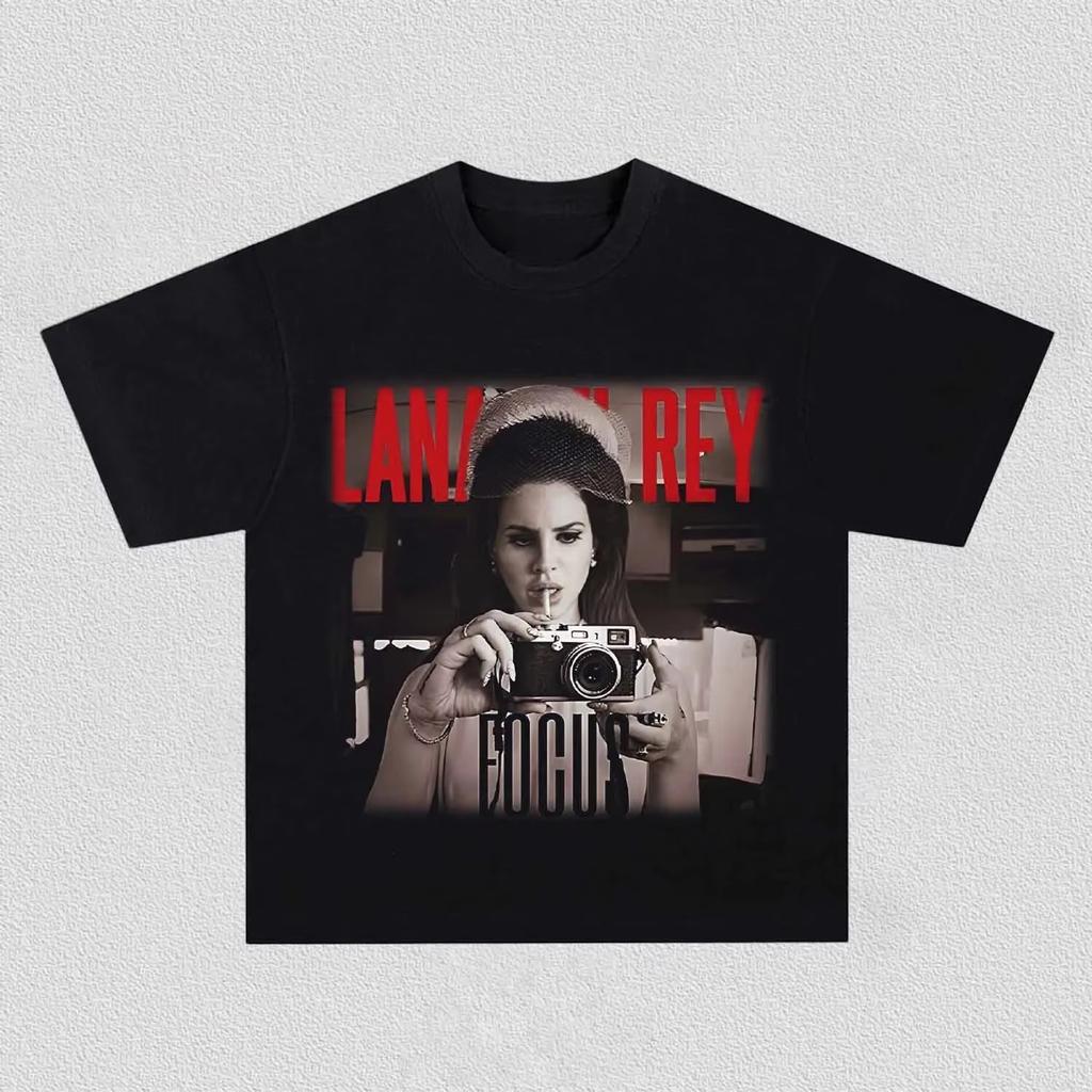 Lana Del Rey Vintage "Focus" Printed T-Shirt, Unisex 90s Style Pure Cotton Casual Street Short Sleeve Music Lovers Women And Men T-shirt