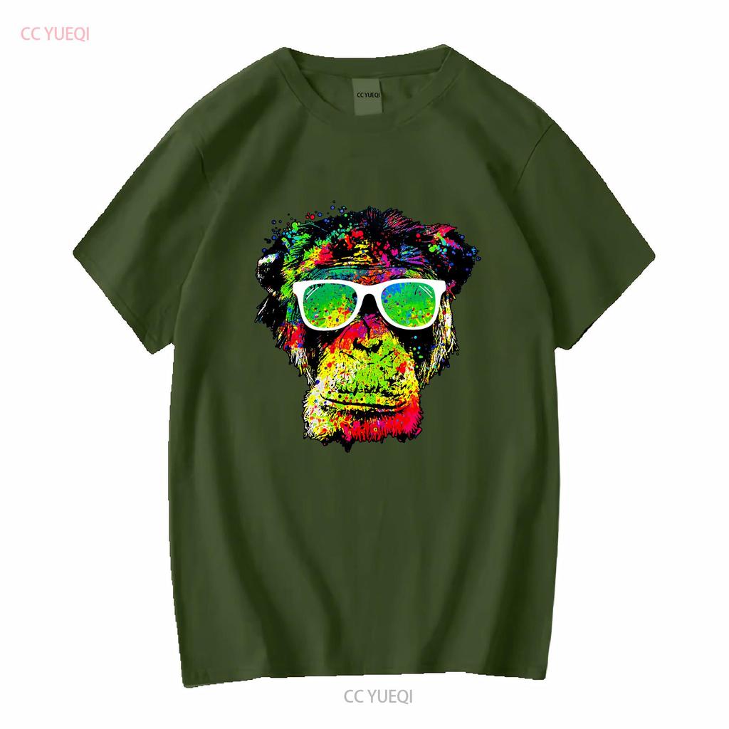 XtraFly Apparel Mens T Shirt Neon Monkey Chimp Gorilla Tie Dye Ape Crewneck vintage Washed Unisex Soft designer clothes Casual