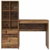 Desk with Drawers and Shelf 2 pcs Reclaimed Wood Look