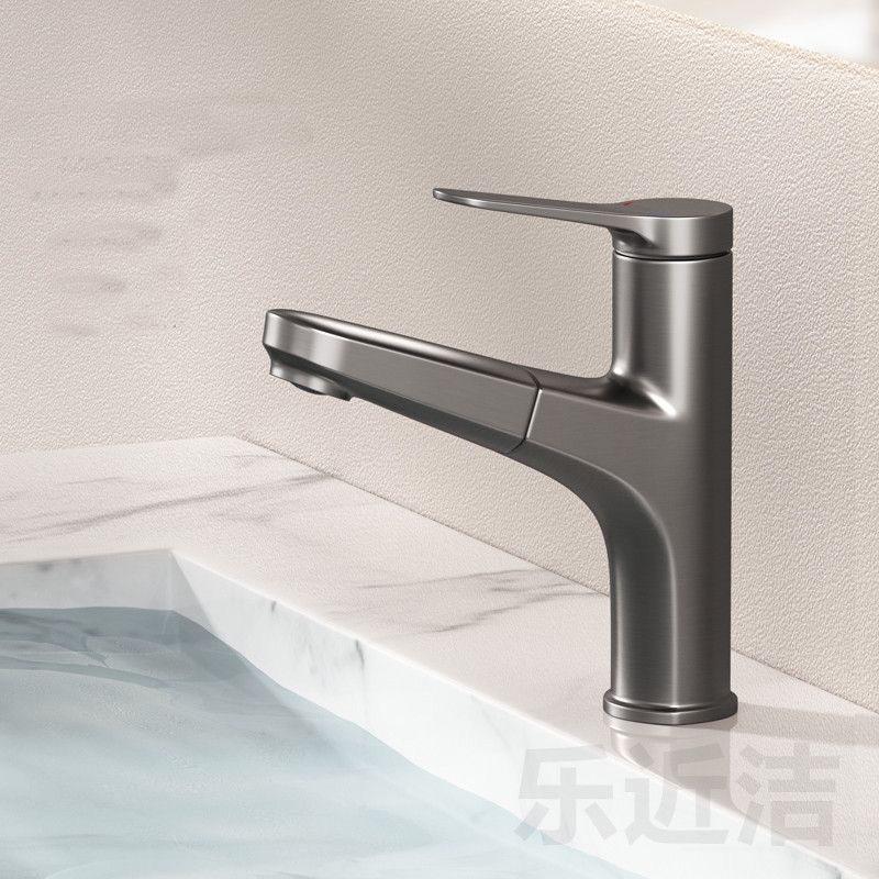 Pull Out Bathroom Washbasin Faucet Brass Sink Tap Flexible Hot and Cold Water Mixer Faucet Deck Mounted Bathroom Accessories