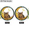Acrylic Crescent Moon Tabby Cat Suncatcher, Stained Glass Style Window Hanging Ornament for Cat and Celestial Lovers
