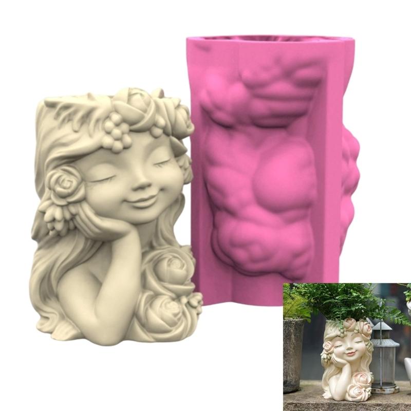 Decorative Silicone Planter Mold Creative Gardening Tool For Handmade Cement Pots Resin Casting And Crafting Projects