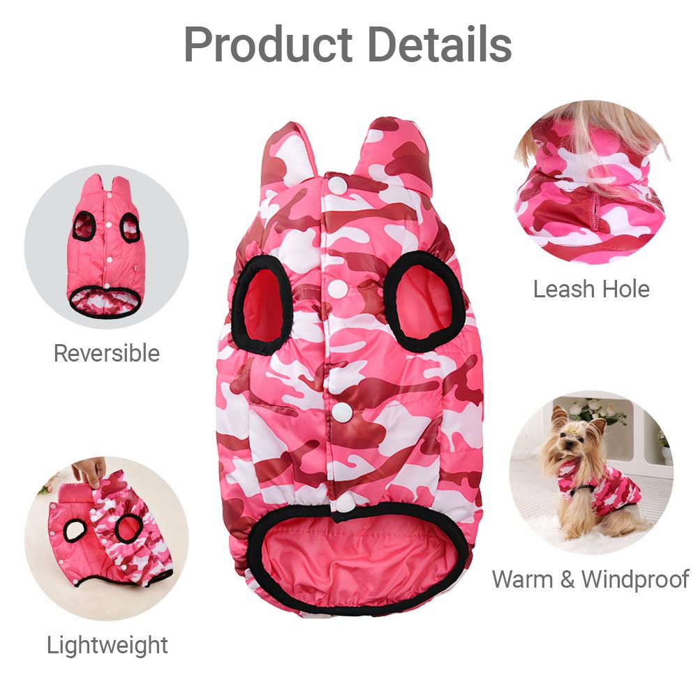 Reversible Puppy Coat Winter Warm Dog Jacket Clothes For Small Medium Dogs Cat Coat Lightweight Windproof French Bulldog Outfits