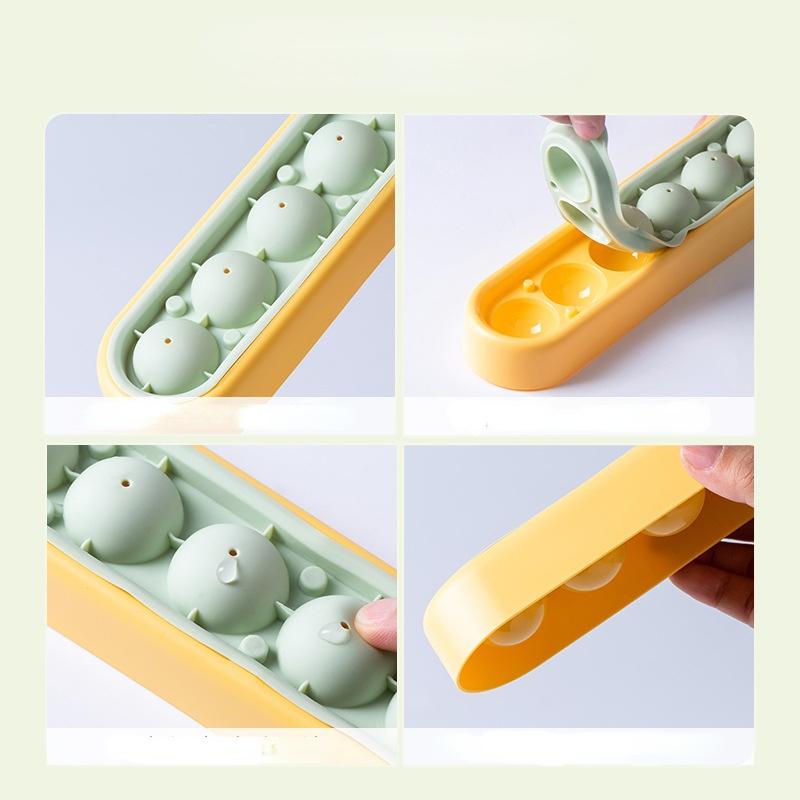 Kompaktowe foremki na kostki lodu z pokrywką, forma łatwa do wyjmowania, elastyczny silikon spożywczy do robienia kulek, tacka do zamrażarki na koktajle