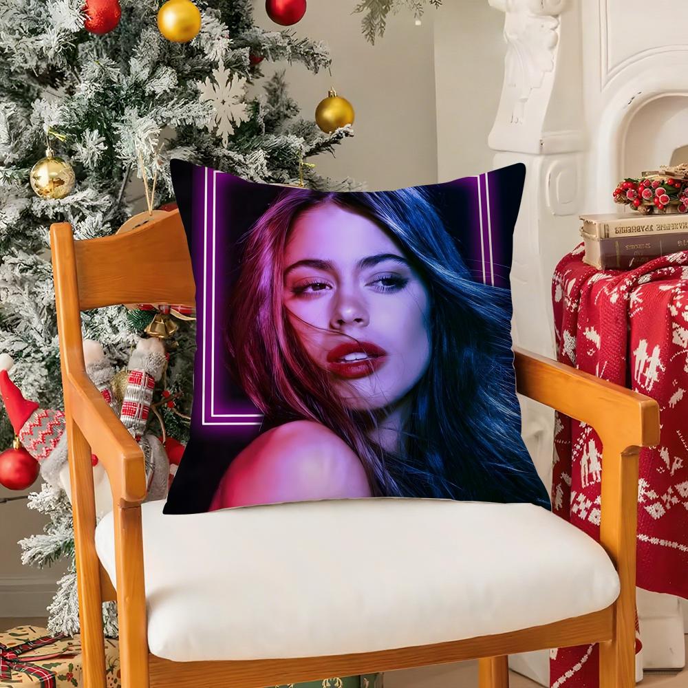 Singer MMartina Stoessel TINI Music Pillow Case Silky Short Plush With Invisible Zipper Dustproof Sofa Cushion Cover