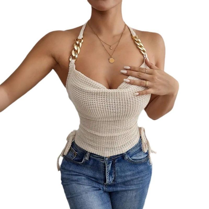 Hot-selling Women's Summer New Sexy Backless Halter Top Sleeveless Short Top