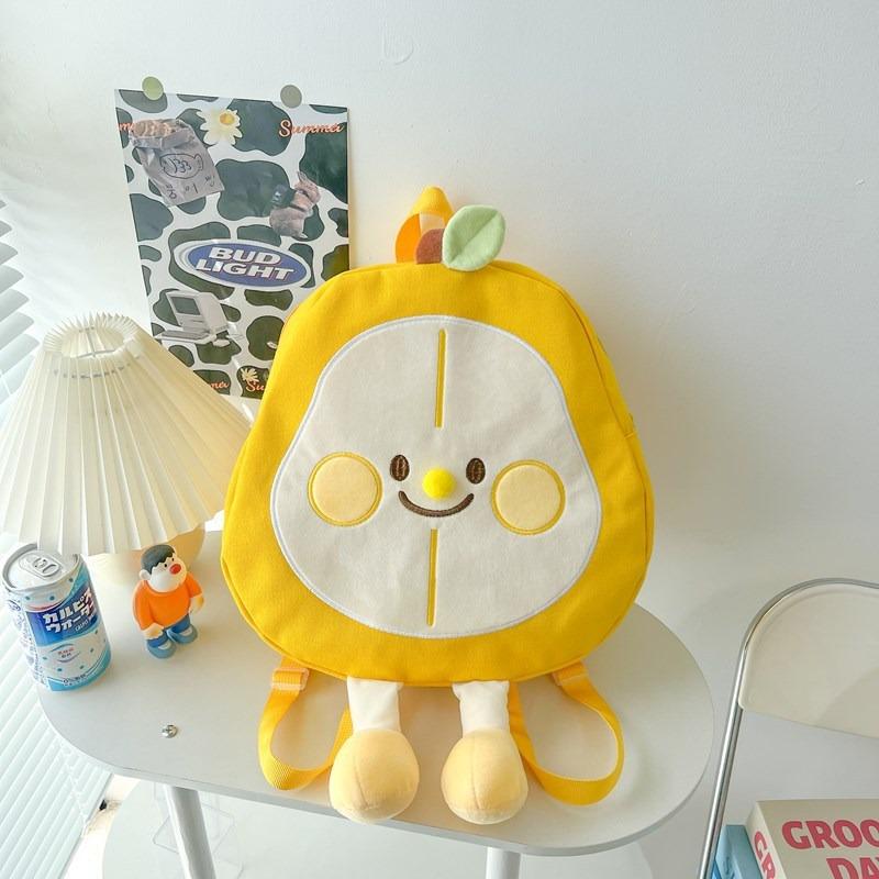 Cute ugly cute girl bag cartoon funny fruit small backpack new apple pear canvas backpack