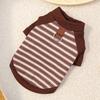 Autumn Winter Pet Clothes Dog Cat Striped Base Layer Shirt Warm Outfit with Leash Ring for Small Dogs Teddy Bichon