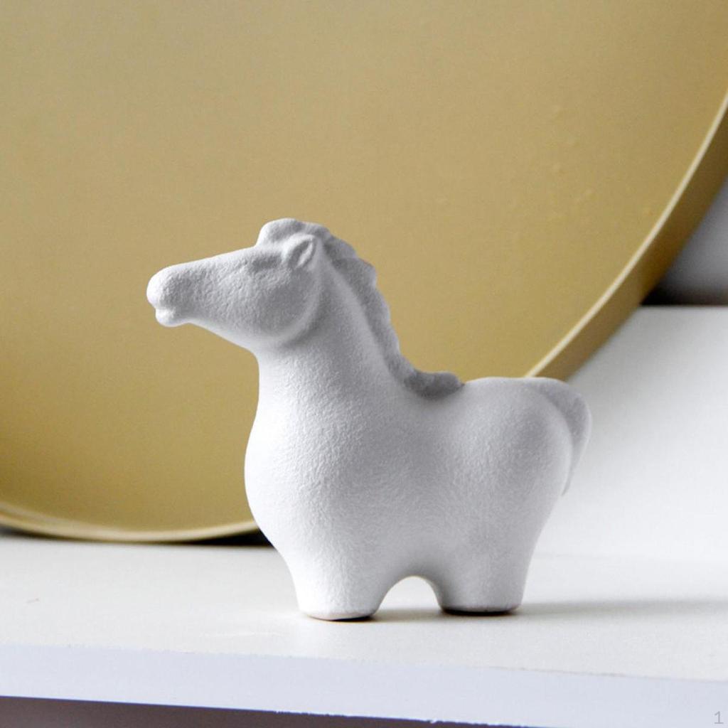 Ceramic Figurine Horse Statue Gift Collectible Animal Sculpture Tabletop Ornament for Bookshelf