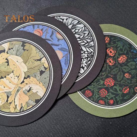 Vintage Absorbent Coaster Ethnic Floral Fabric Teacup Mat Quick-Dry Diatomite Drinks Coasters for Hot Cold Drinks