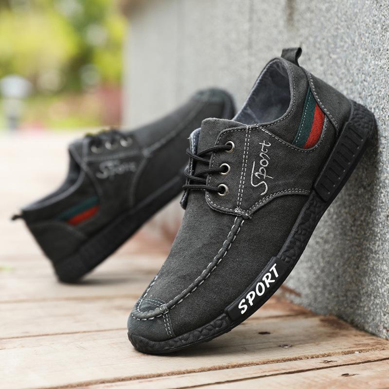 

2025 spring and summer new shoes men s Korean version trendy men s casual shoes fashion versatile board shoes breathable canvas shoes men 44 сірий колір