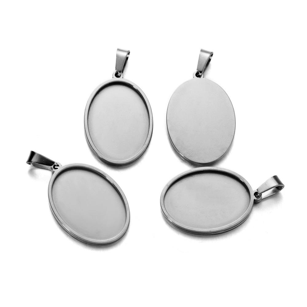 5 Stück/Packung Edelstahl Gold Anhänger Rohling Fassung Cabochon Basis Cameo Charm Anhänger Für DIY Schmuck Basteln Zubehör